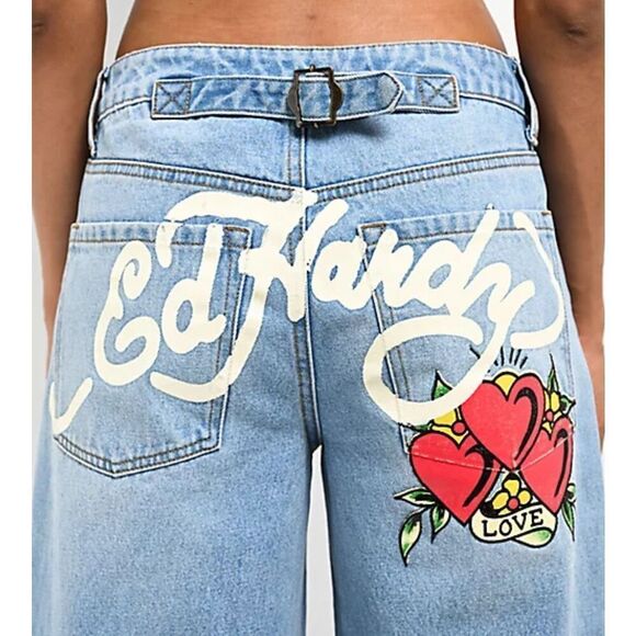 Ed Hardy Dagger Heart Retro Light Flare Jeans NWT size 32 - Picture 3 of 11